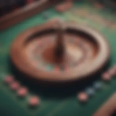 Close-up of a roulette table with chips