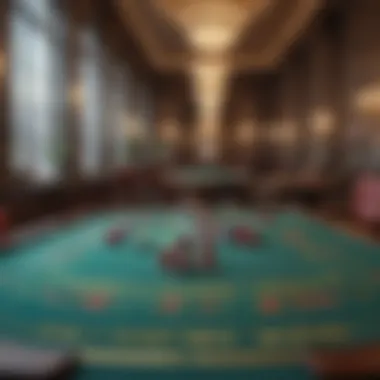 Baccarat table setup showcasing card layouts and betting areas