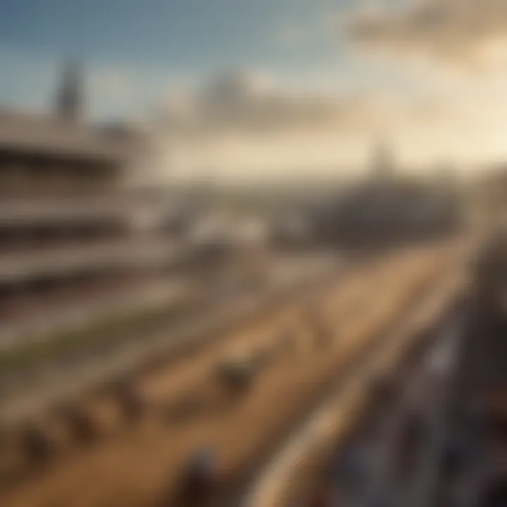 A picturesque view of the Kentucky Derby race track showcasing the vibrant atmosphere.