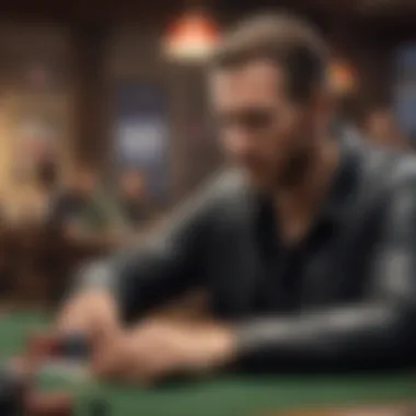 A thoughtful player contemplating their next move in a poker game