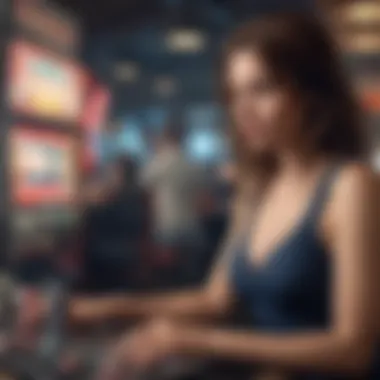 Engaging in Video Poker Player engaging with free video poker on a computer