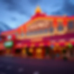 Exterior view of a popular casino in Idaho showcasing its vibrant architecture