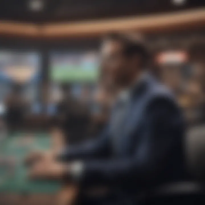 A modern sports betting studio with analysts discussing predictions