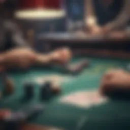 A strategic poker table setup with cards and chips