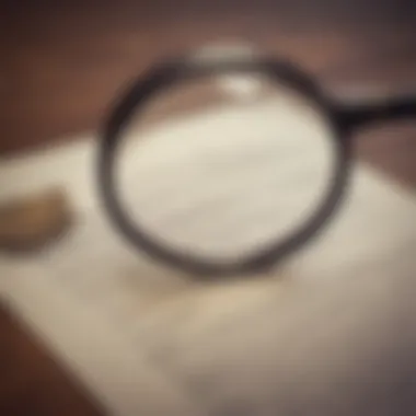 Visual of a magnifying glass over a contract