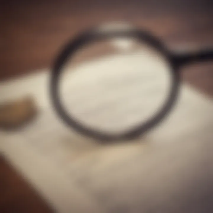 Visual of a magnifying glass over a contract