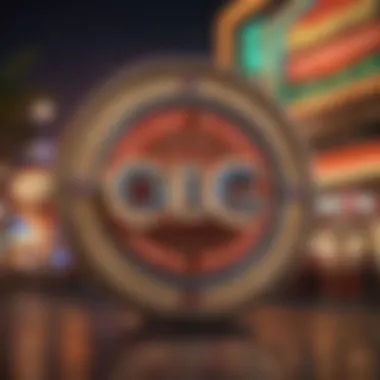 An overview of the Ontario Lottery and Gaming Corporation logo against a backdrop of vibrant casino lights