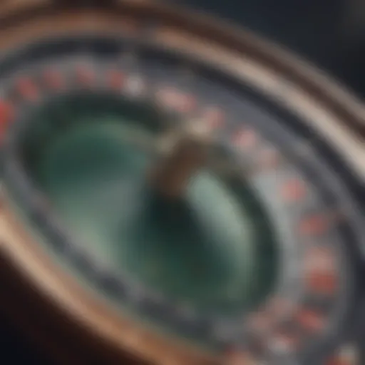 A close-up view of the European roulette wheel highlighting its distinct layout and colors.