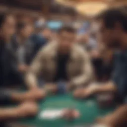 An overview of a bustling WPT tournament setting with players engaged